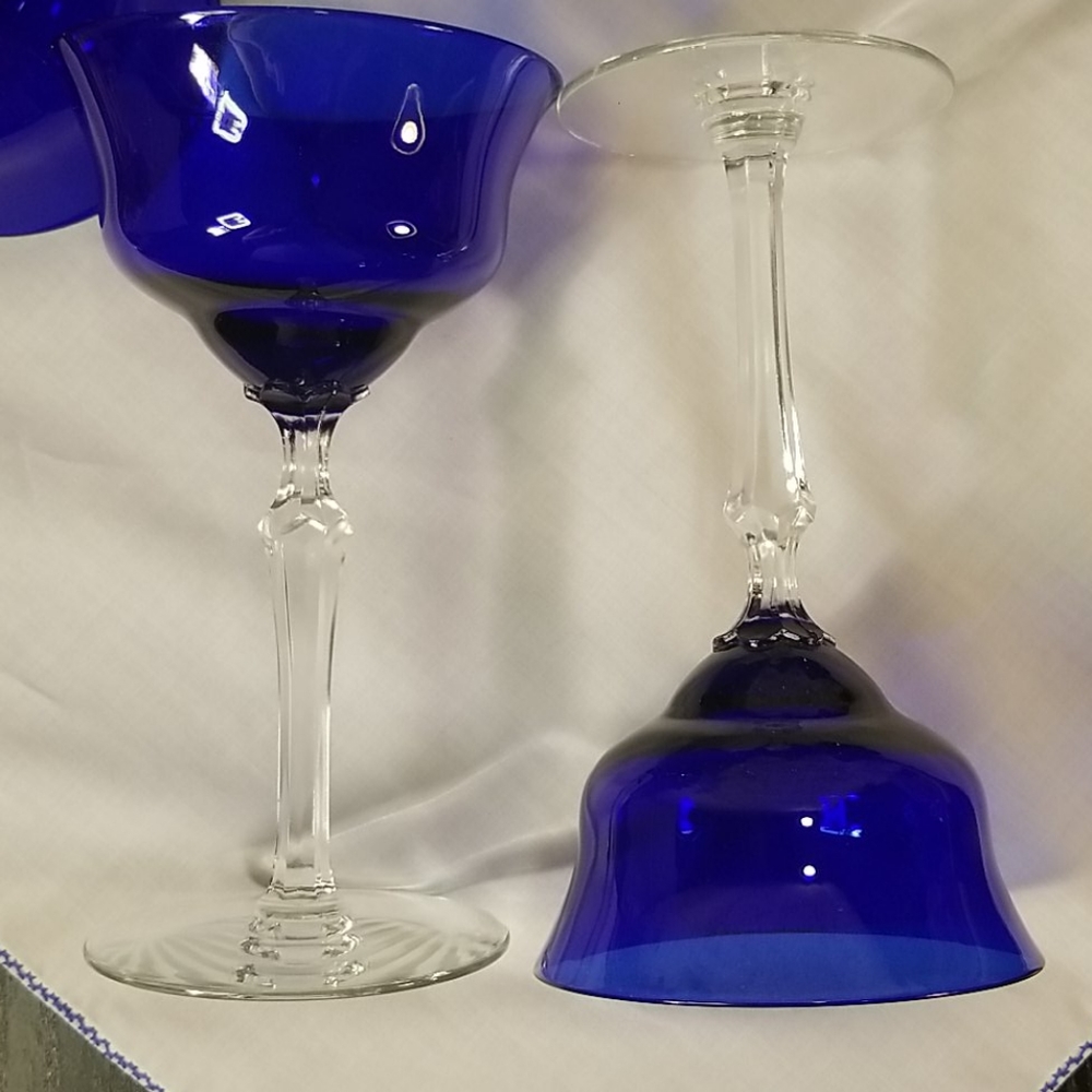 Louie Glass Colbalt Champagne Glasses - Picture 6 of 10
